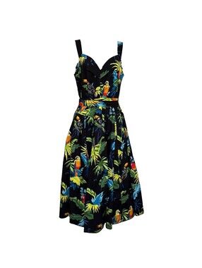 Marc Jacobs Tropical Parrot Bird Print Fit & Flare Vintage Runway Dress Size 4